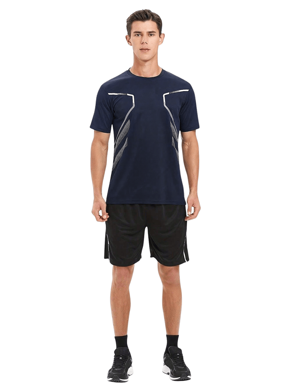 Lacivert Erkek Spor Tişört Antreman Gym Polyester Erkek Sporcu Tişört