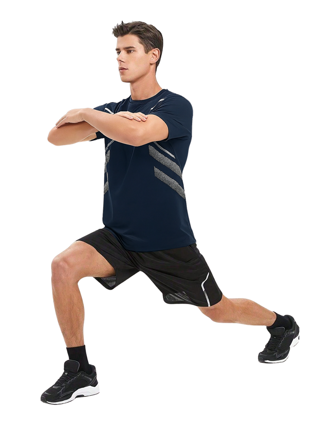 Lacivert Erkek Spor Tişört Antreman Gym Polyester Erkek Sporcu Tişört-3