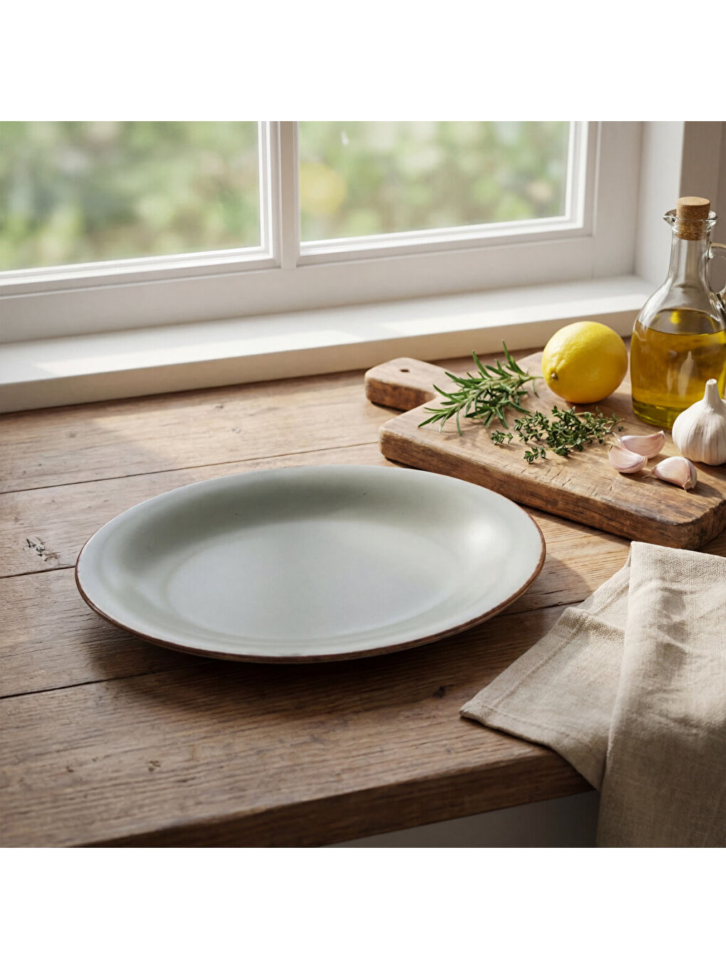 Ekru Paris 29 Cm Kayık Tabak Valeron Mat Yeşil 26y