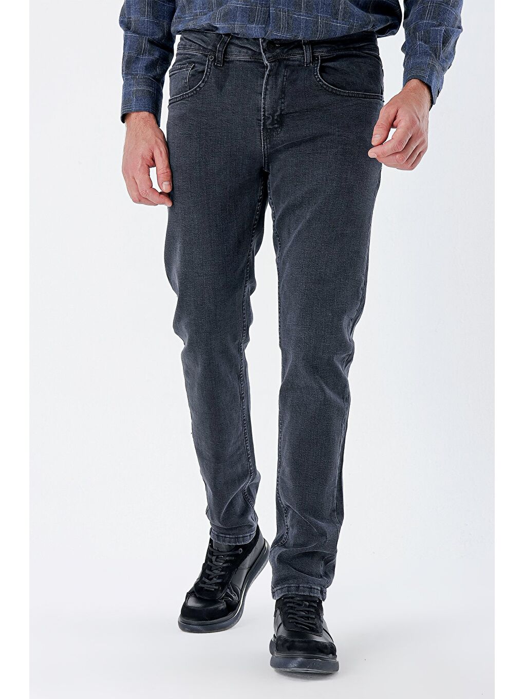 Koyu Antrasit Gabardin %100 Pamuk 5 Cep Slim Fit Dar Kesim Casual Denim Jean Pantolon 1023235162