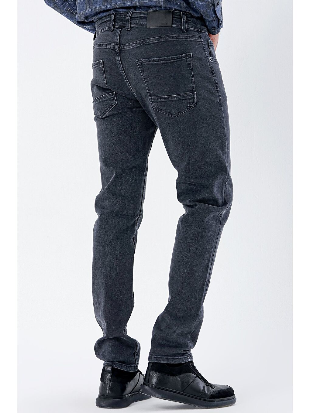 Koyu Antrasit Gabardin %100 Pamuk 5 Cep Slim Fit Dar Kesim Casual Denim Jean Pantolon 1023235162-3