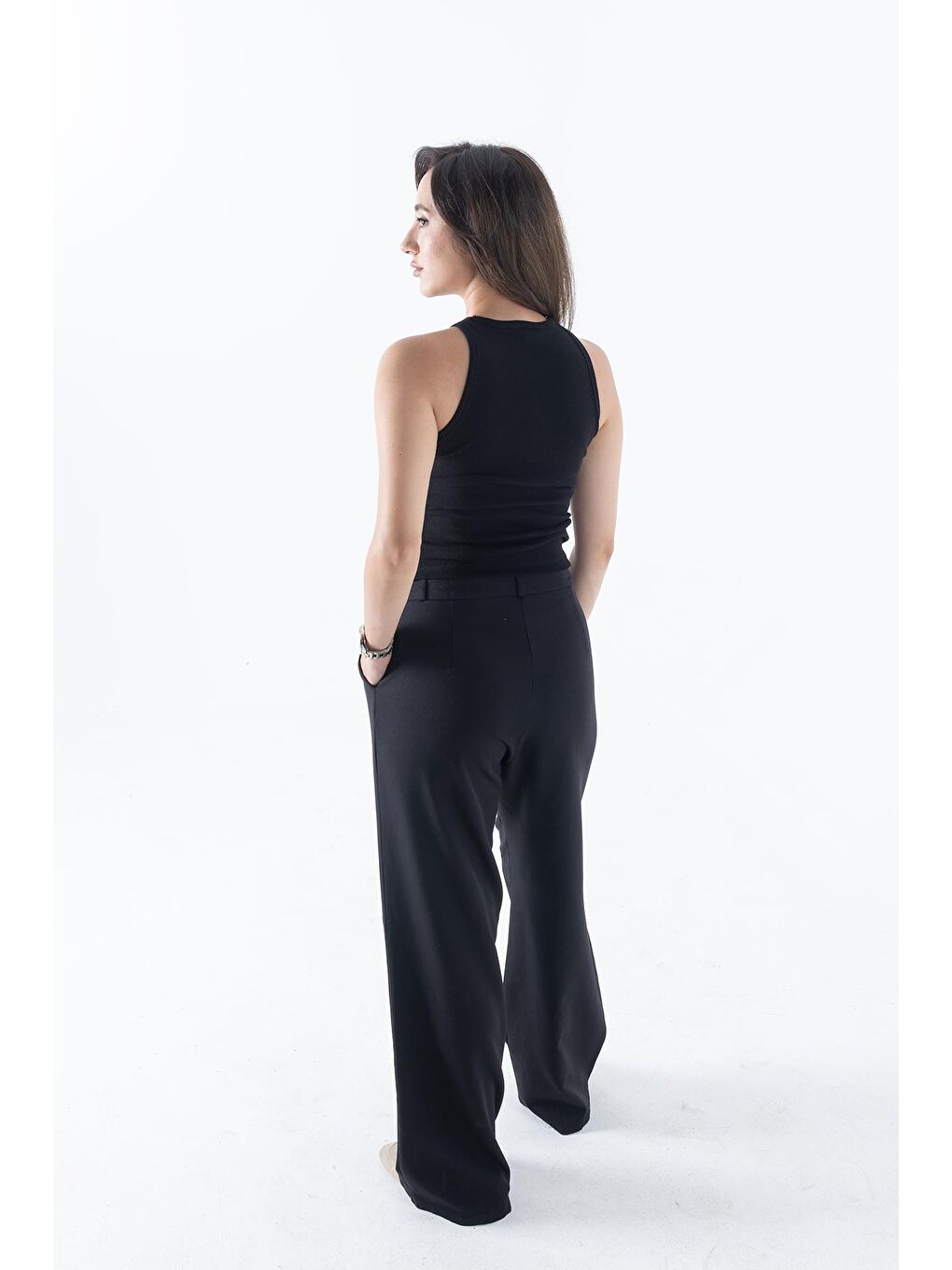 Fitilli Regular Fit Normal Kalıp Siyah-Beyaz Bisiklet Yaka Sıfır Kol Pamuklu 2'li Kadın Atlet-6