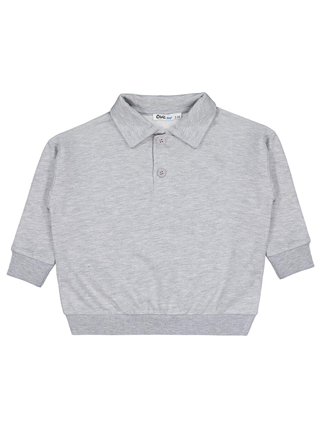 Boys Polo Yaka 2-5 Yaş Sweatshirt - Gri