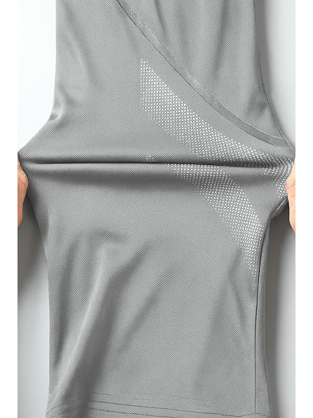 Gri Erkek Spor Tişört Antreman Gym Polyester Erkek Sporcu Tişört-4