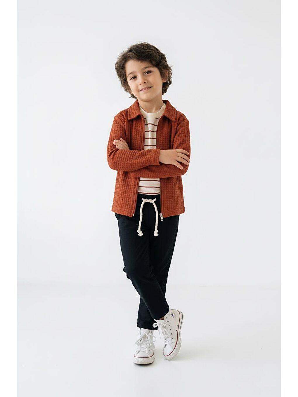 Kahverengi Hırkalı Pantolon Tişört 3lü Takım-4