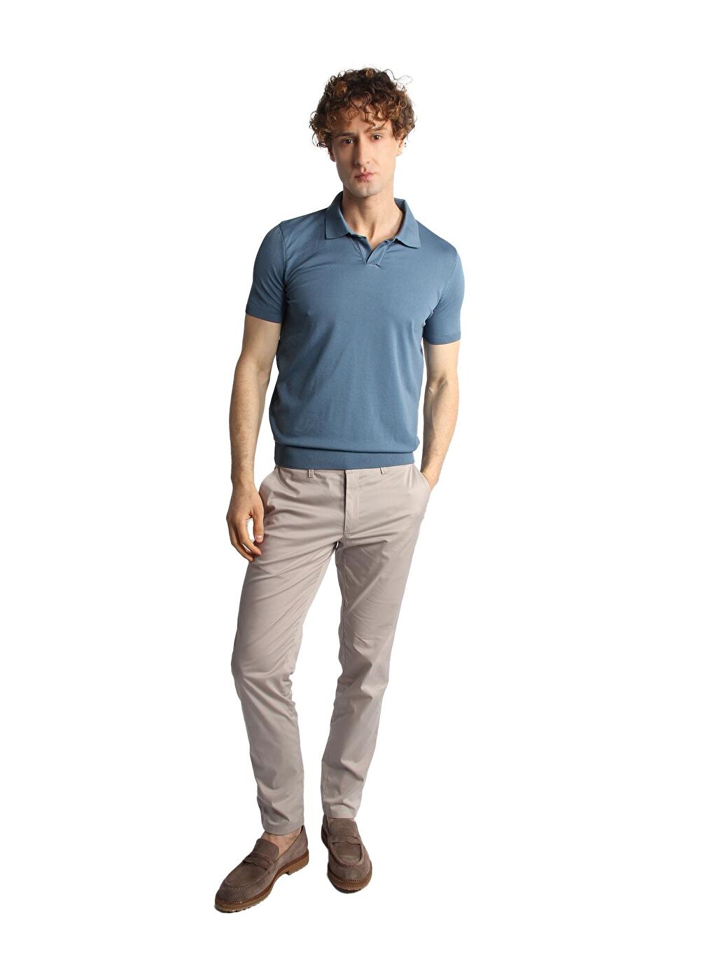 Mavi İndigo Slim Fit Dar Kalıp Polo Yaka Düz Kısa Kollu Triko Tişört-1