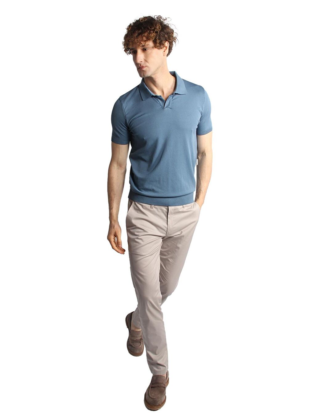 Mavi İndigo Slim Fit Dar Kalıp Polo Yaka Düz Kısa Kollu Triko Tişört-3