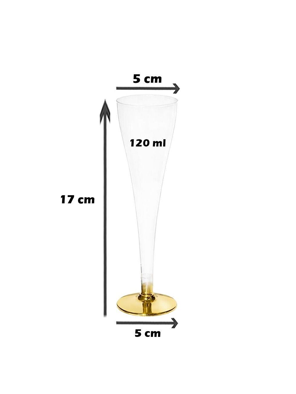 Renksiz Flüt Kadeh Altın Ayaklı 6'lı-2