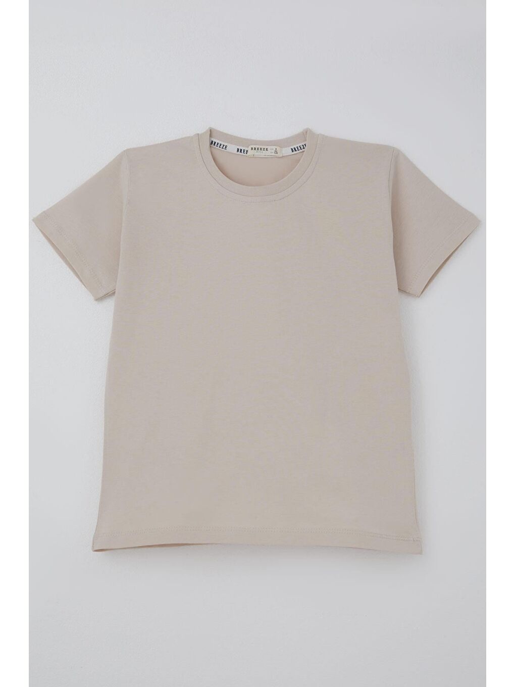 Bej Erkek Çocuk Tişört Basic Taş (4-8 Yaş)