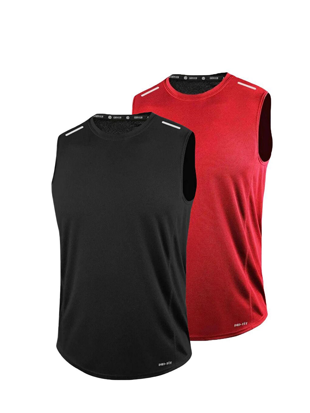 Siyah 2'li Erkek Nem Emici Hızlı Kuruma Teknik Performans Sporcu Sıfır Kol Tişört DRIFIT-SIFIRKOL2