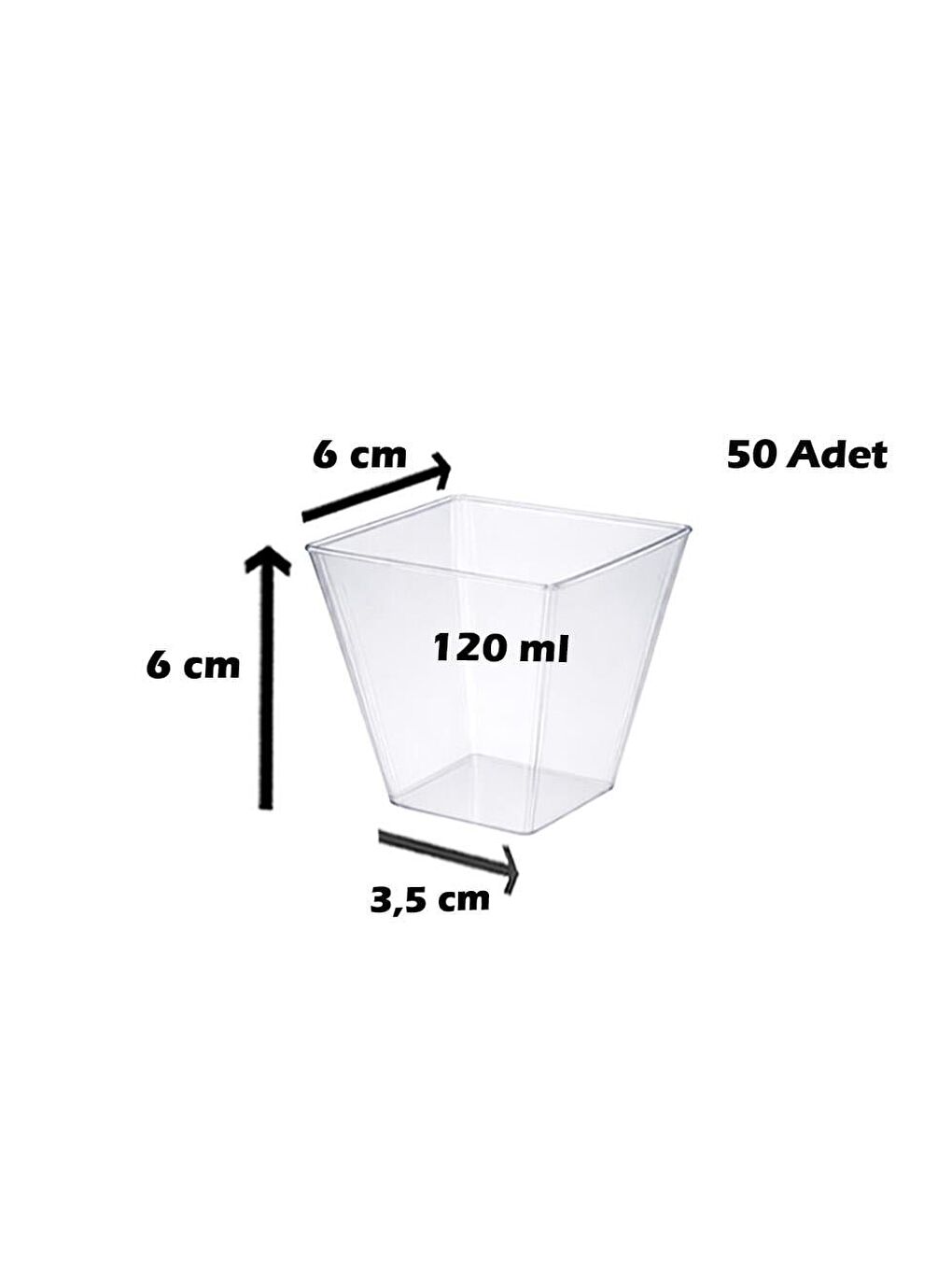 Renksiz Mini Kare Sunum Kasesi Şeffaf Mika Kap 120 CC 50'Li-2