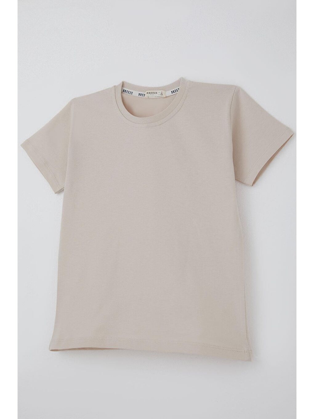 Bej Erkek Çocuk Tişört Basic Taş (4-8 Yaş)-2