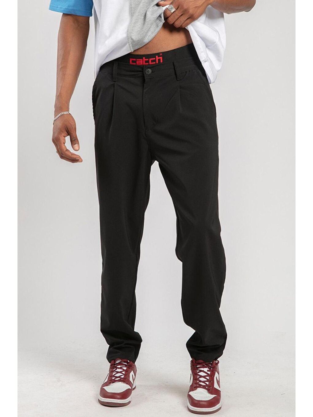 Siyah Pens Detaylı Boru Paça Erkek Pantolon 3YXE5-47569-02