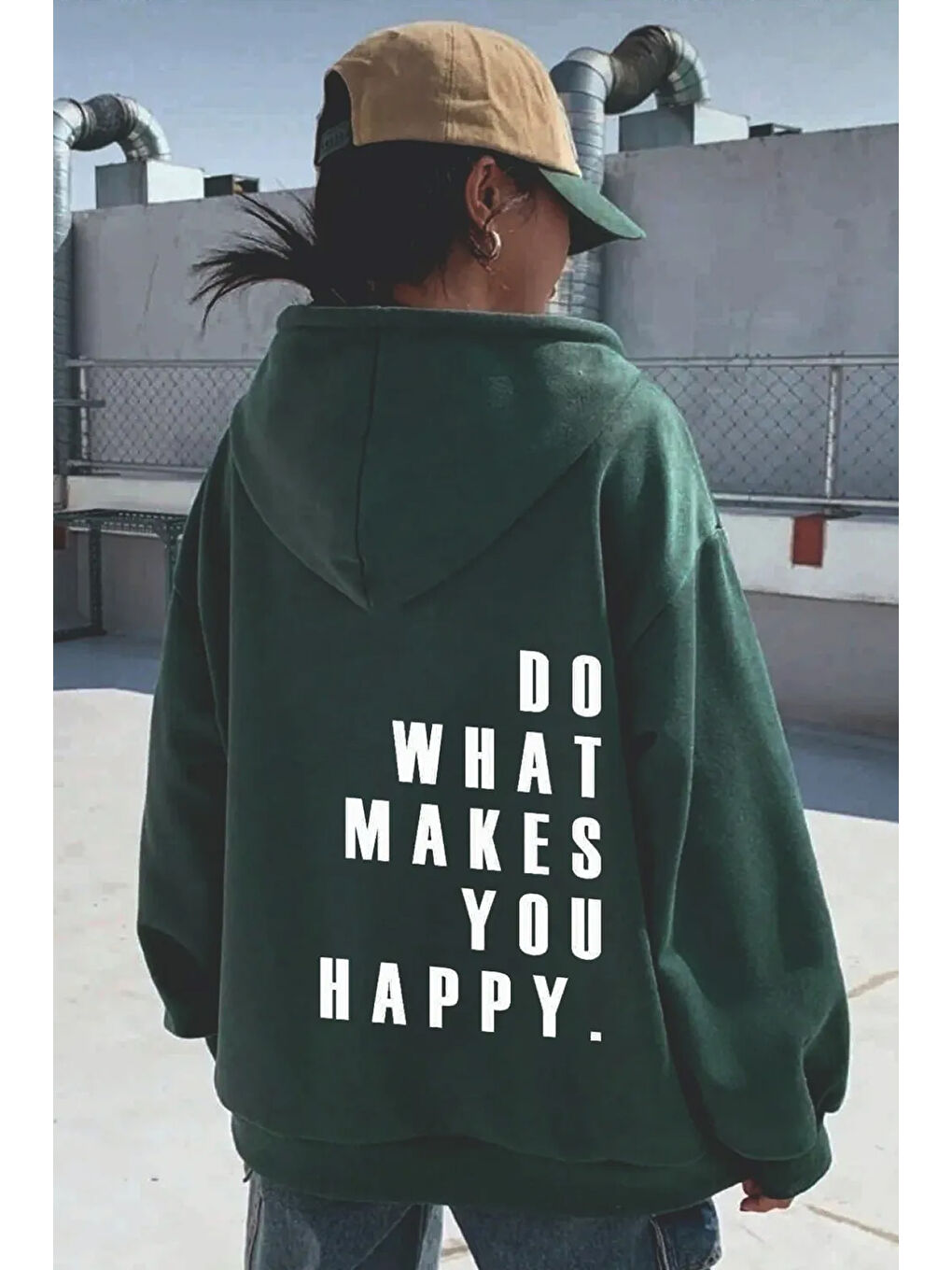 uyguntarz Yeşil Do What Baskılı Oversize Sweatshirt - 2