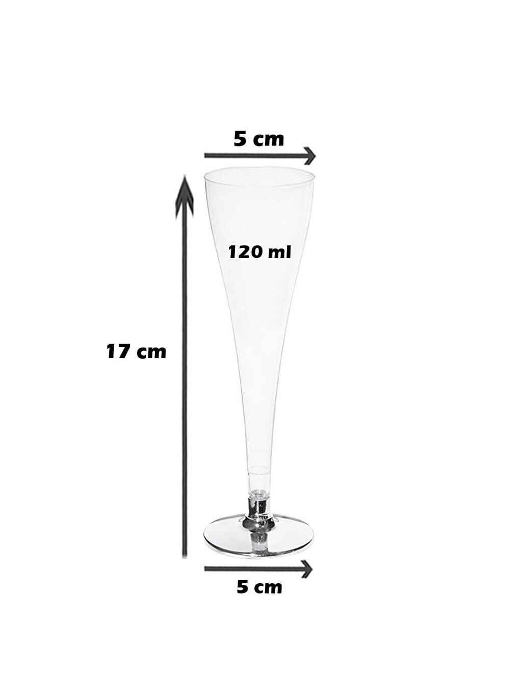 Renksiz Flüt Kadeh Gümüş Ayaklı 6'lı-2