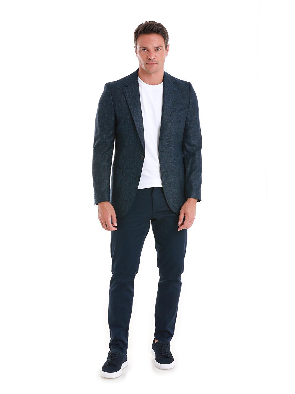 Hatemoğlu Lacivert Slim Fit Desenli Mono Yaka Klasik Ceket - 1