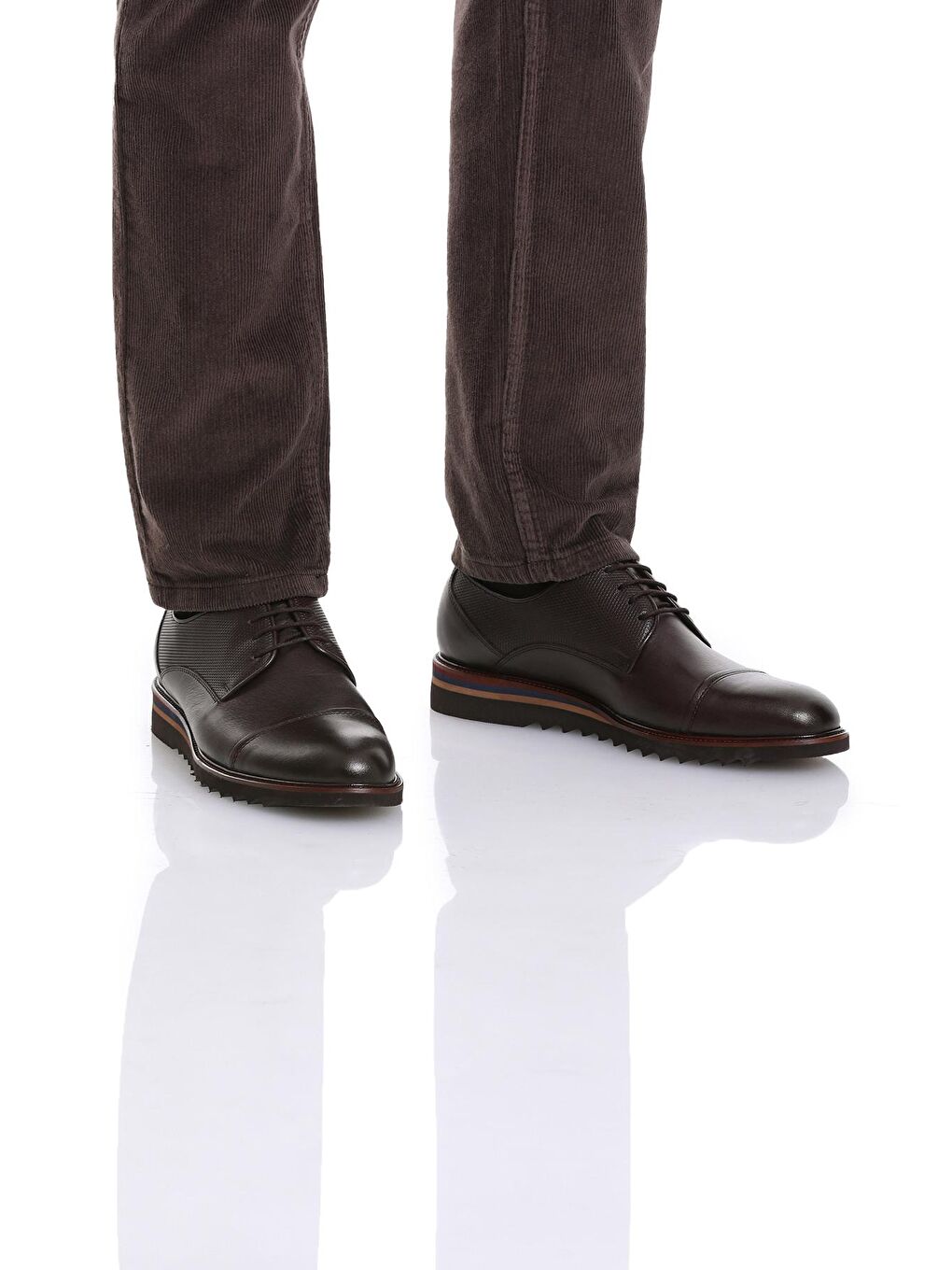 Kahverengi Casual Düz Bağcıklı Deri Ayakkabı