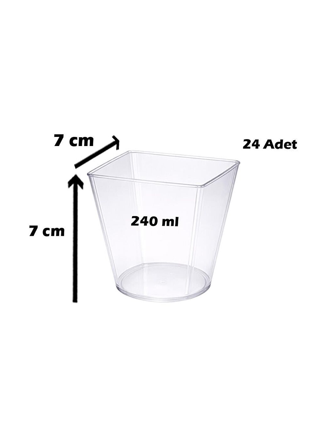 Renksiz Mini Kare Sunum Kasesi Şeffaf Mika Kap 240 CC 24'lü-2