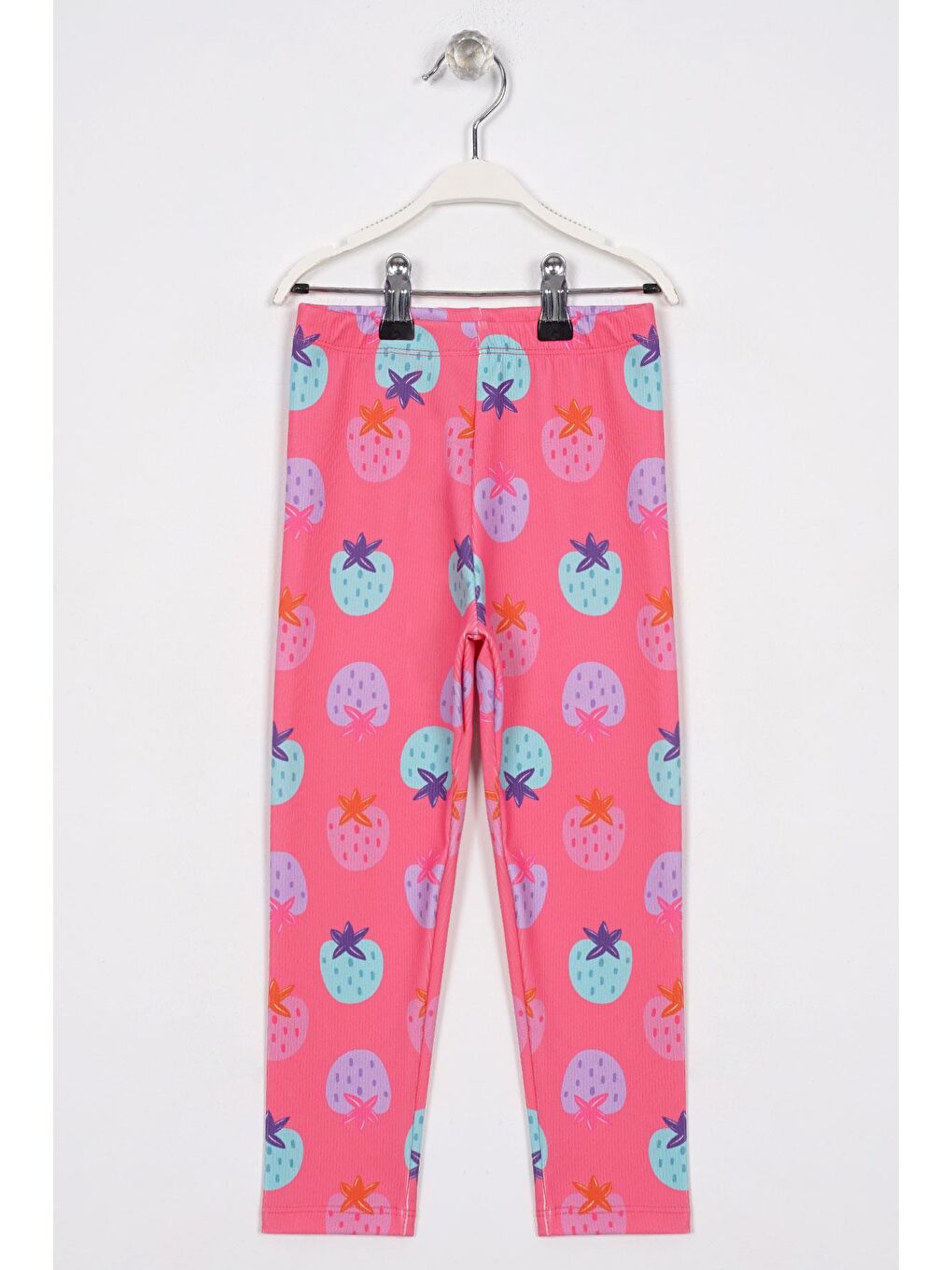 Çilek Baskılı Fuşya Renk Kız Çocuk Tayt