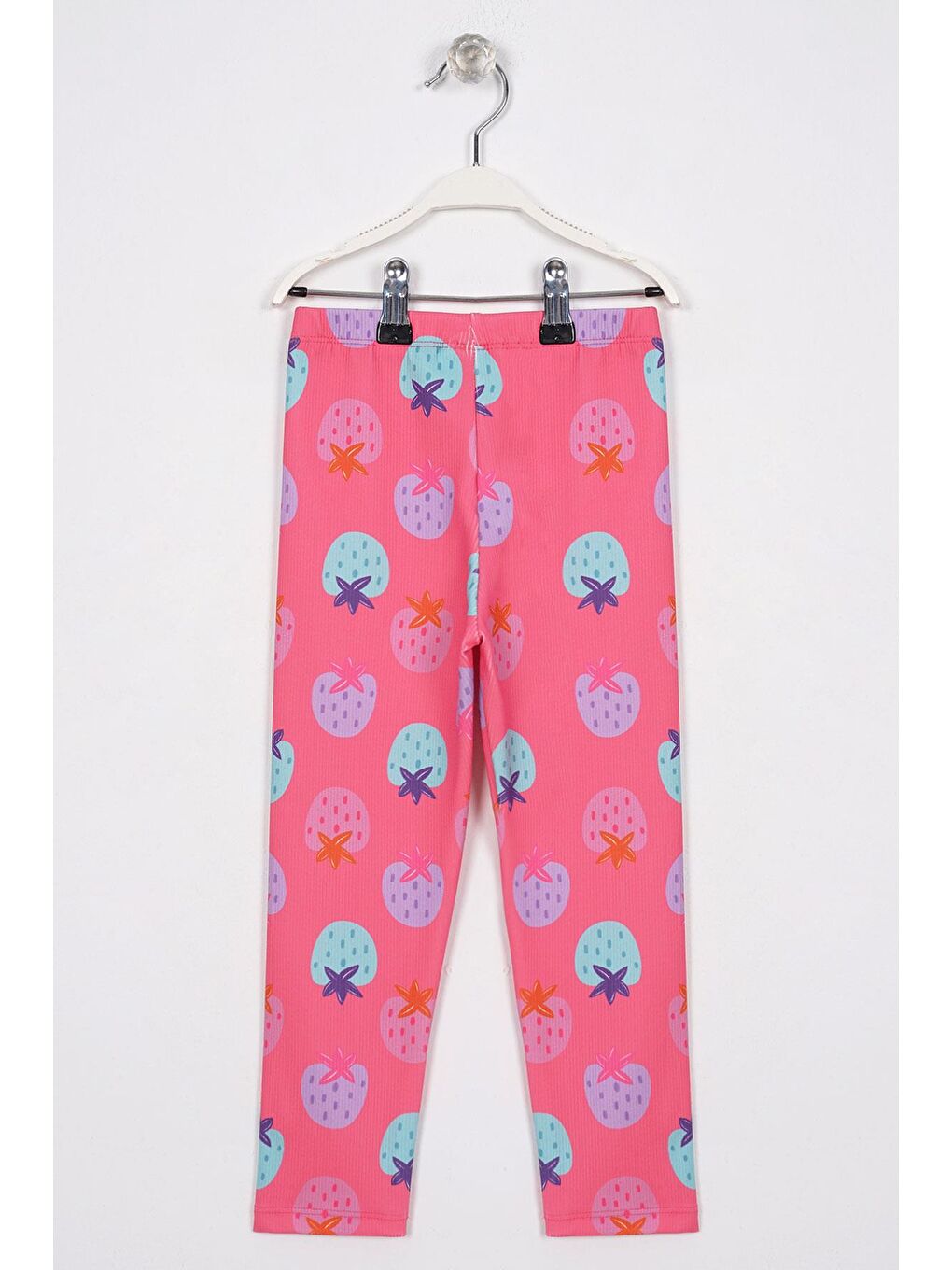 Çilek Baskılı Fuşya Renk Kız Çocuk Tayt-2