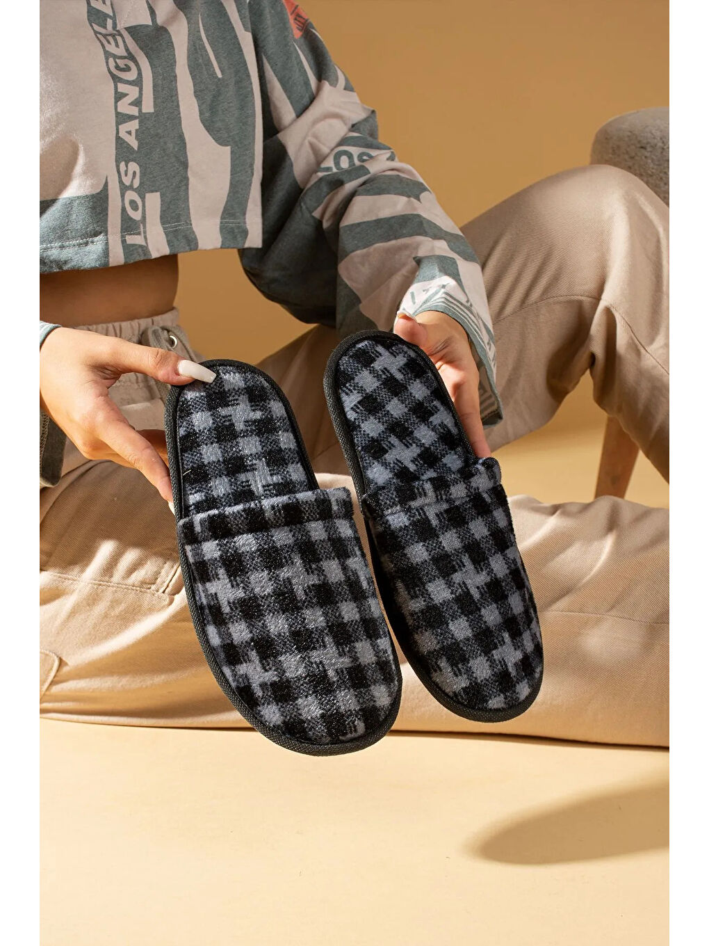 Karışık Pvc Rahat Taban Polar Önü Kapalı Erkek 6 lı Ev Terliği TKM038-6lı-4