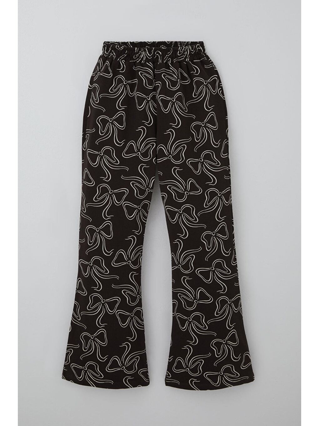 Kahverengi Kız Çocuk Eşofman Takımı Kurdele Desenli Bel Kısmı Lastikli Koyu Kahve (9-14 Yaş)-2