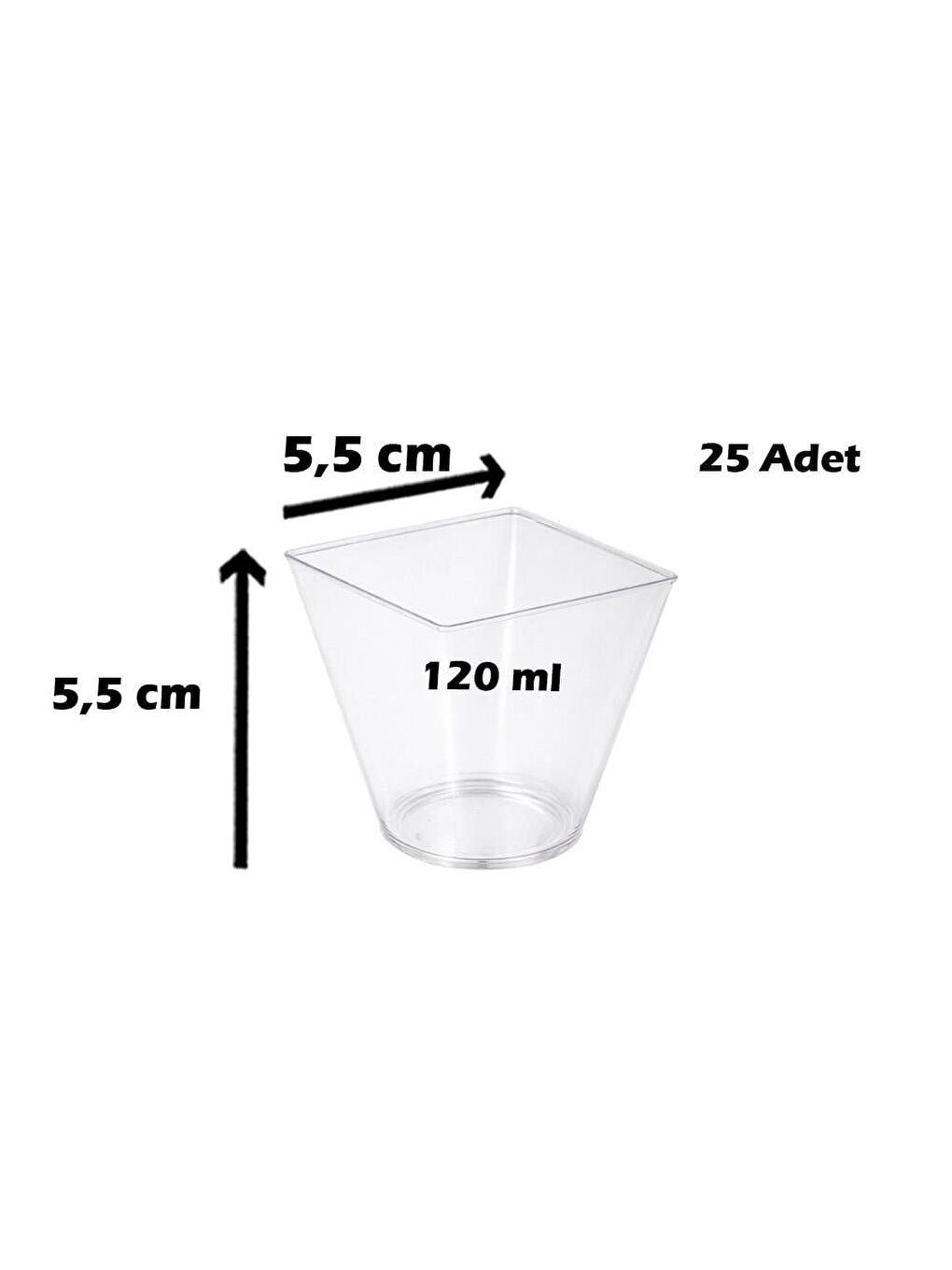 Renksiz Mini Kare Kap Şeffaf Mini Sunum Tabağı 120 Cc 25'Li-2