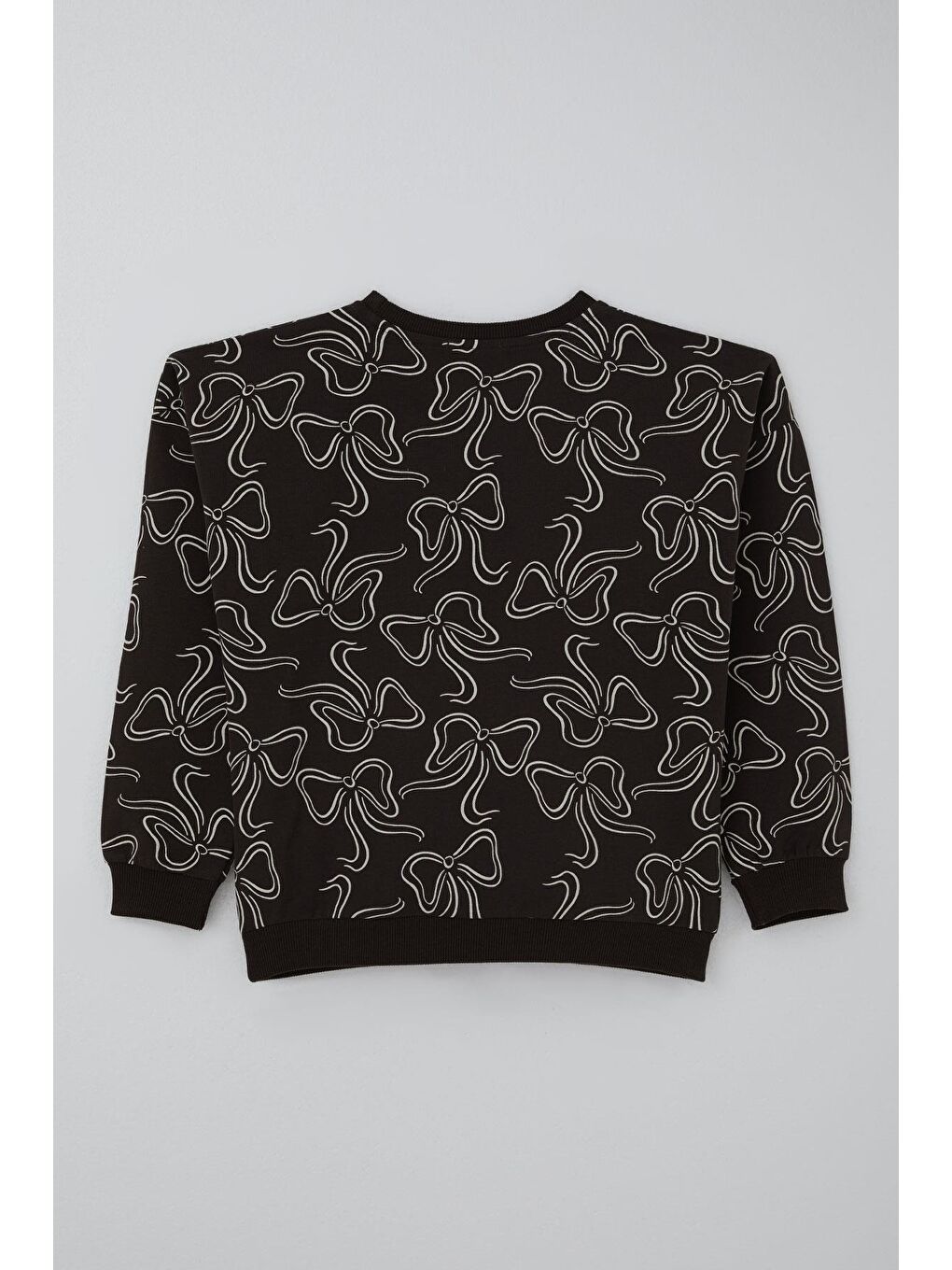 Kahverengi Kız Çocuk Eşofman Takımı Kurdele Desenli Bel Kısmı Lastikli Koyu Kahve (9-14 Yaş)-3