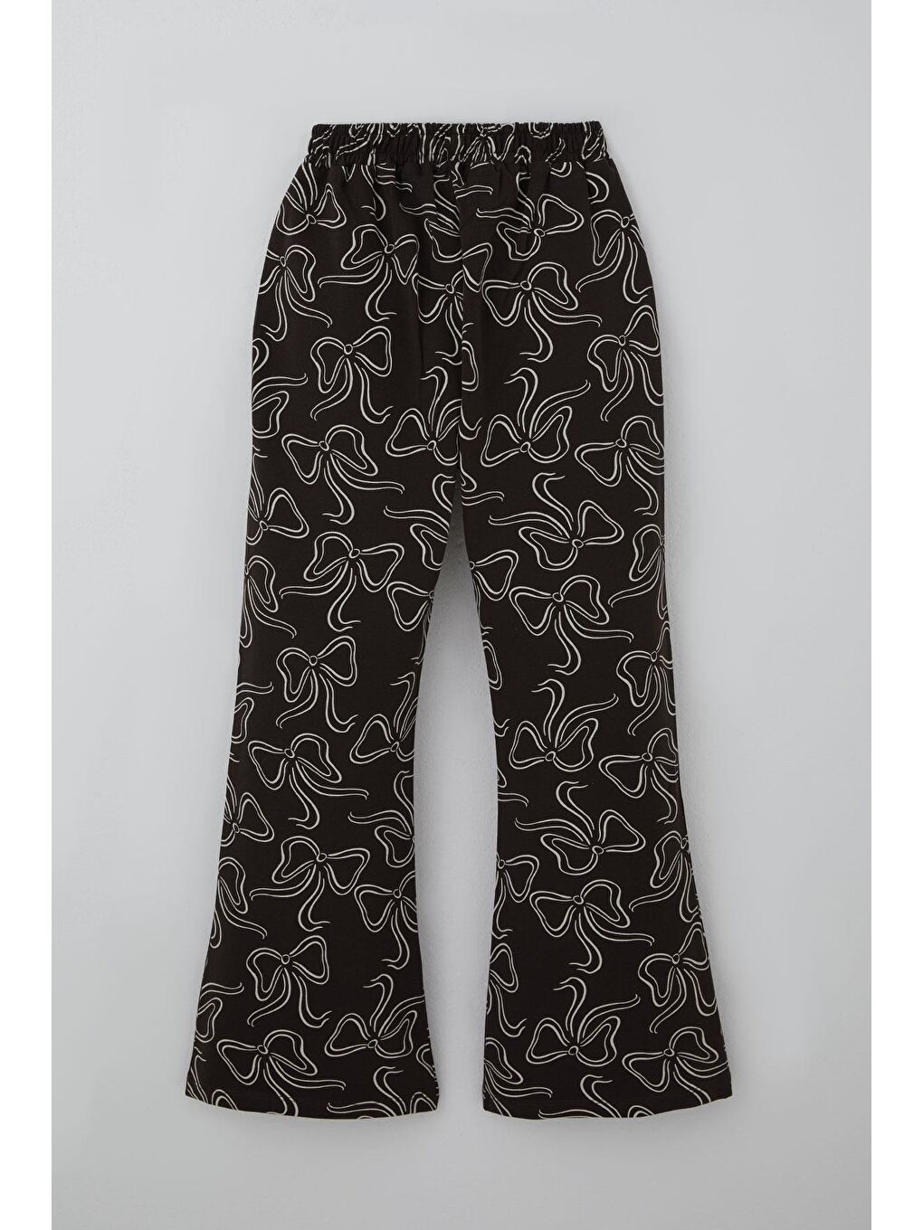 Kahverengi Kız Çocuk Eşofman Takımı Kurdele Desenli Bel Kısmı Lastikli Koyu Kahve (9-14 Yaş)-4