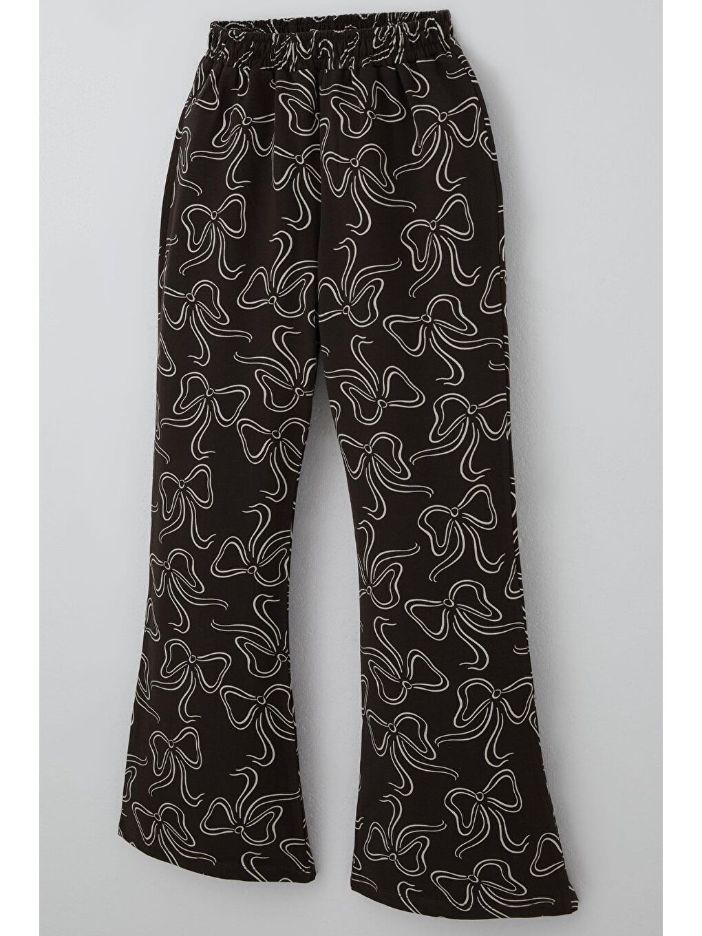 Kahverengi Kız Çocuk Eşofman Takımı Kurdele Desenli Bel Kısmı Lastikli Koyu Kahve (9-14 Yaş)-6