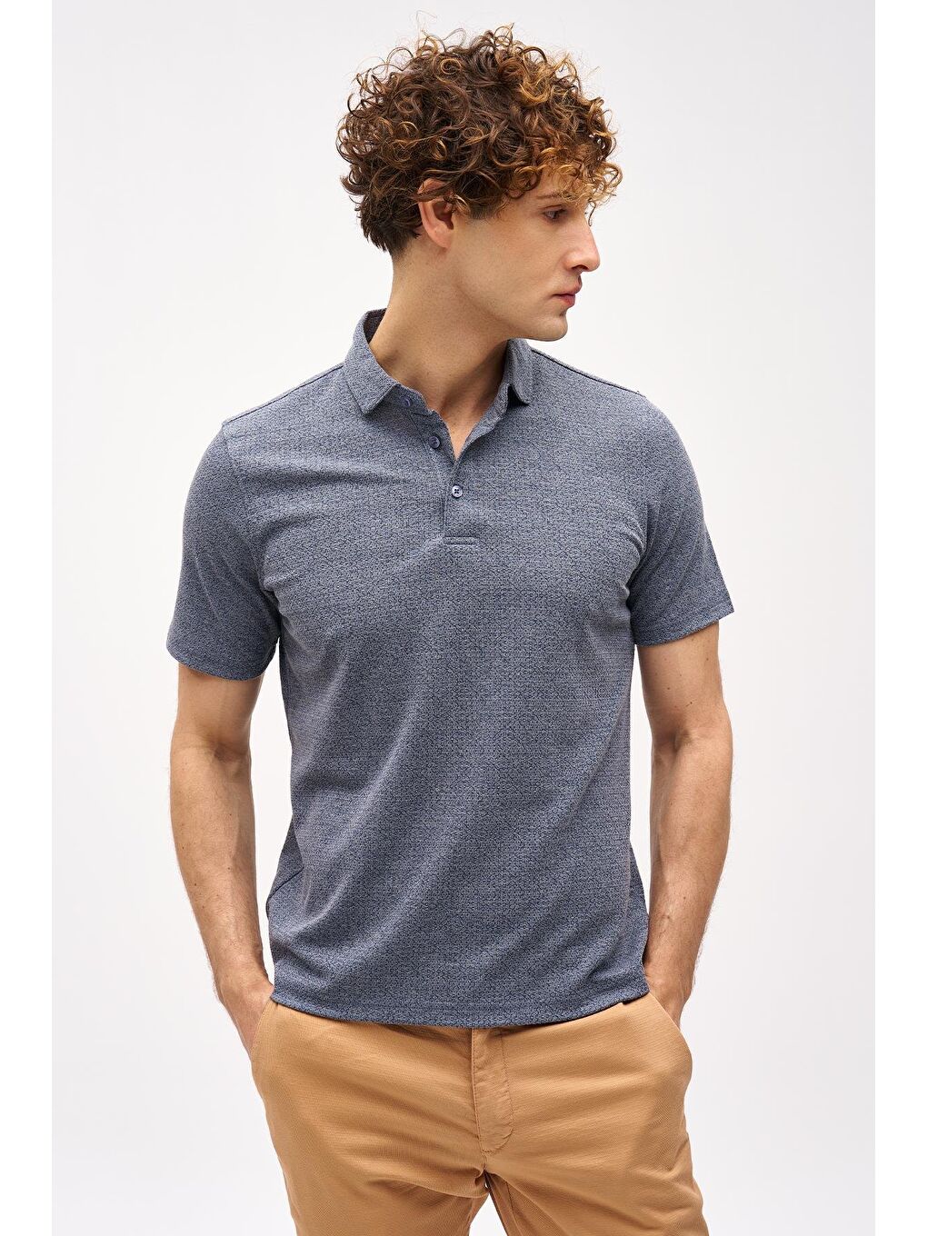 Yeşil Petrol Slim Fit Dar Kalıp Fermuarlı Polo Yaka Düz Kısa Kollu Tişört-1