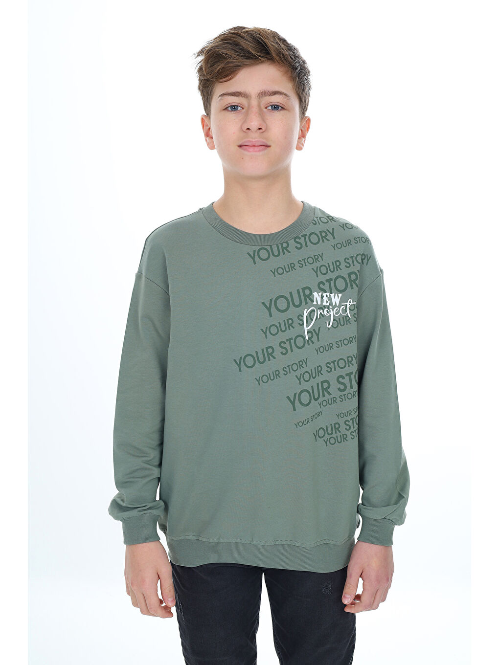 Toontoykids Yeşil Erkek Çocuk Baskılı Sweatshirt