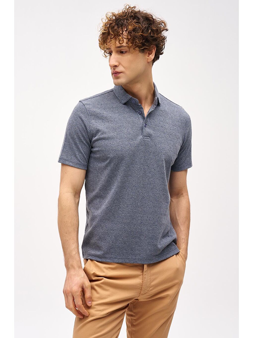 Yeşil Petrol Slim Fit Dar Kalıp Fermuarlı Polo Yaka Düz Kısa Kollu Tişört-2