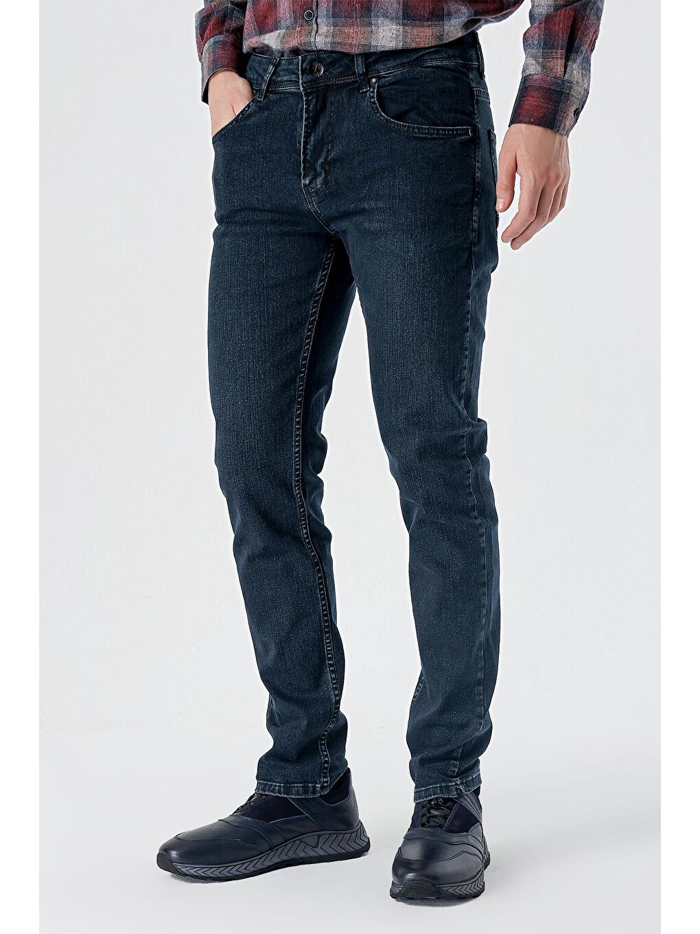 Siyah Gabardin %100 Pamuk 5 Cep Slim Fit Dar Kesim Casual Denim Pantolon 1023235163-1