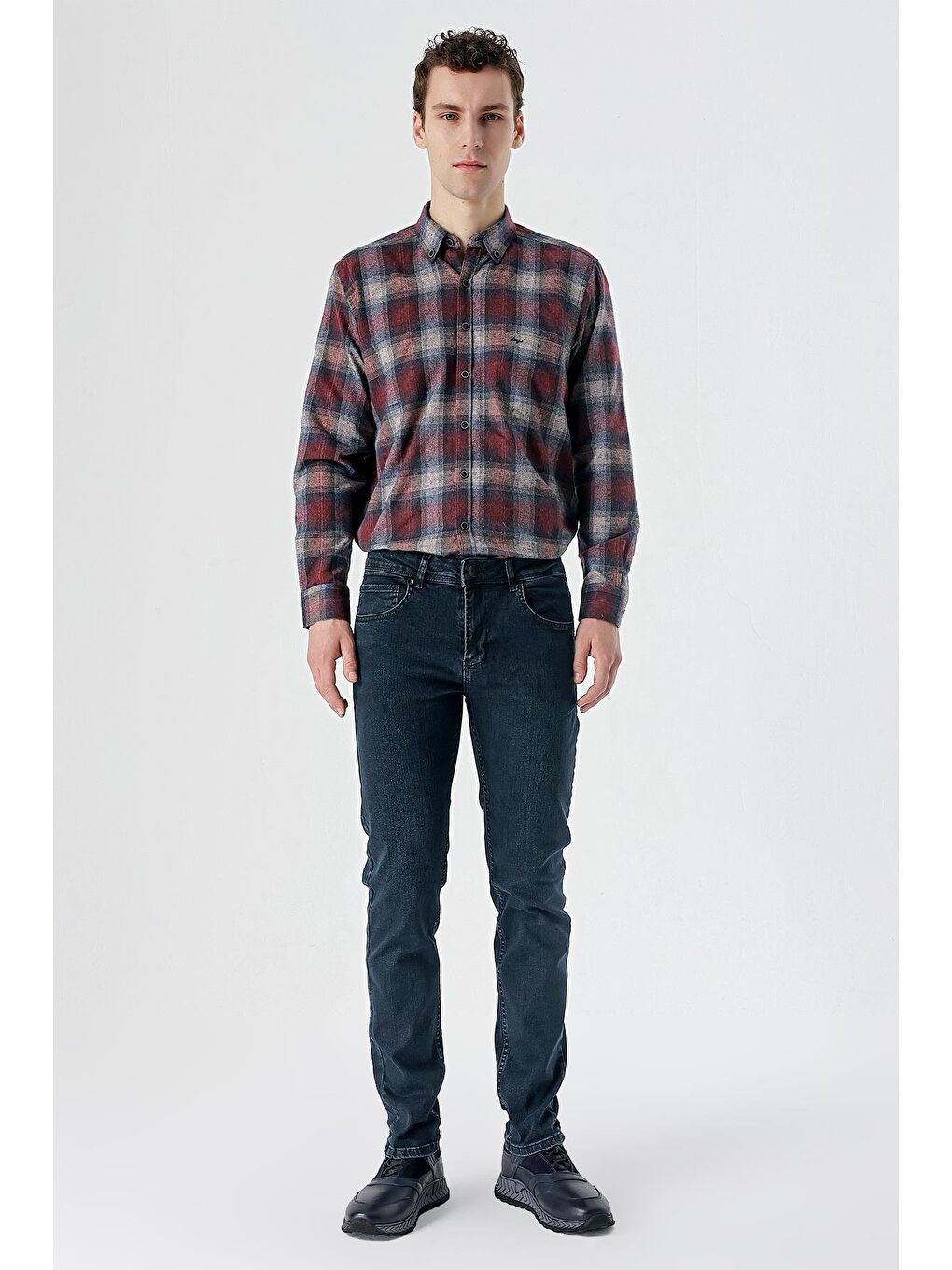 Siyah Gabardin %100 Pamuk 5 Cep Slim Fit Dar Kesim Casual Denim Pantolon 1023235163-2