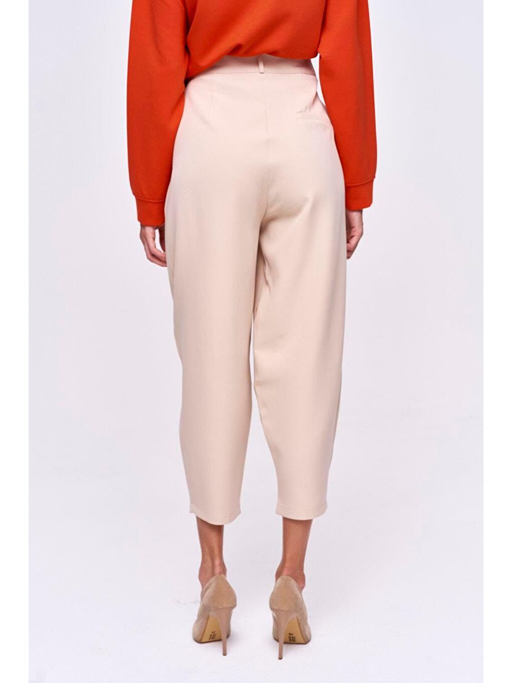 Pileli Şalvar Bej Kadın Pantolon-3