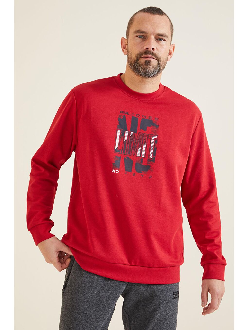 Lindon Kırmızı O Yaka Erkek Sweatshirt - 88130-4