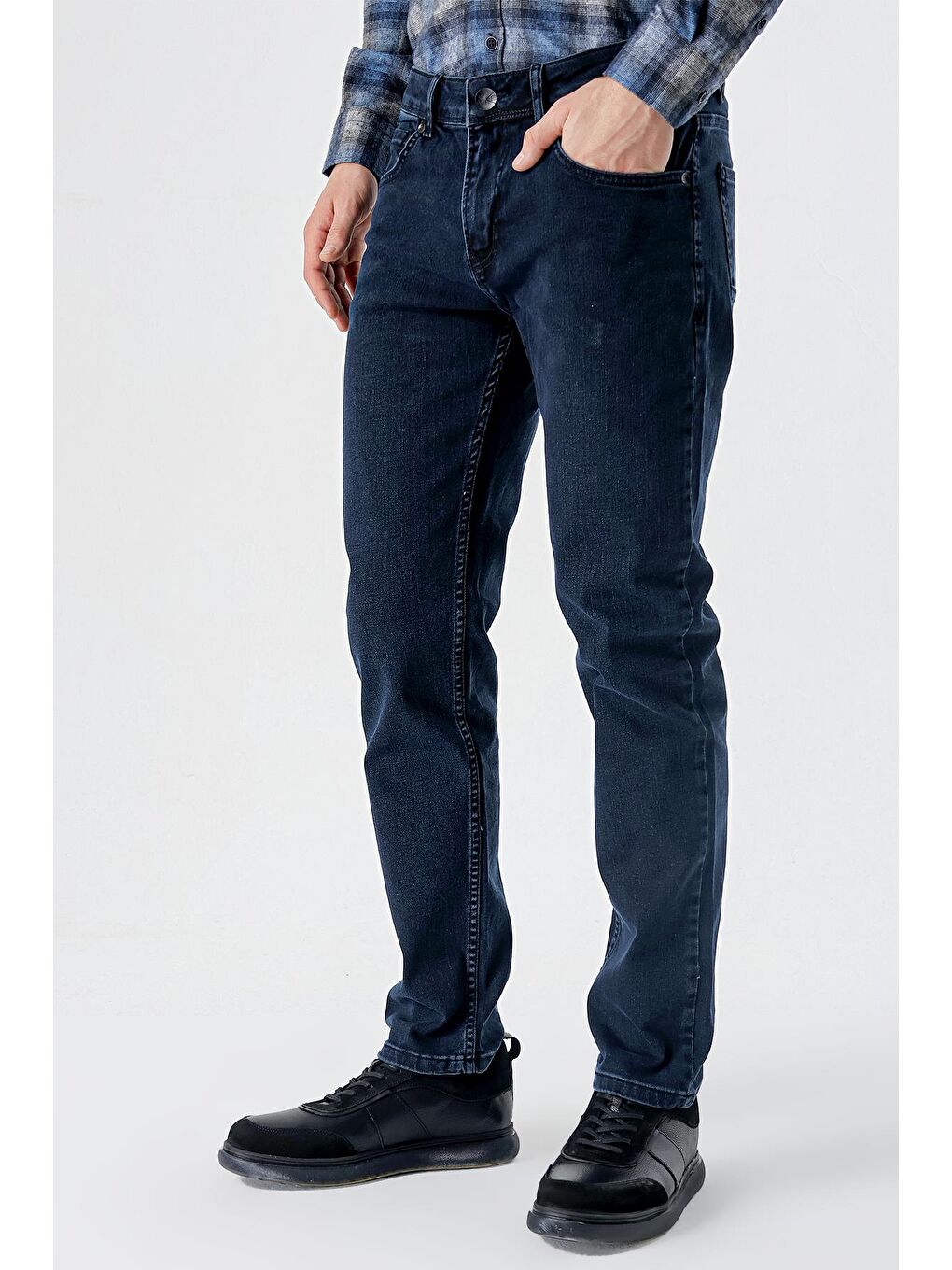 Koyu Lacivert Gabardin %100 Pamuk 5 Cep Slim Fit Dar Kesim Casual Denim Pantolon 1023235163