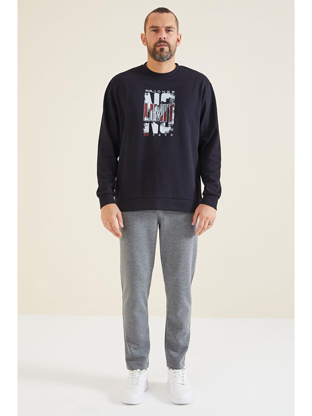 AIR JONES Lacivert Lindon Lacivert O Yaka Erkek Sweatshirt - 88130 - 1