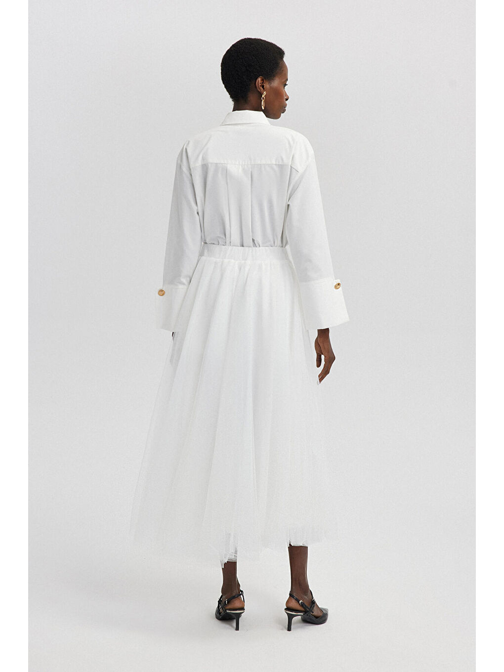 Beyaz Kabarık Tül Etek-5