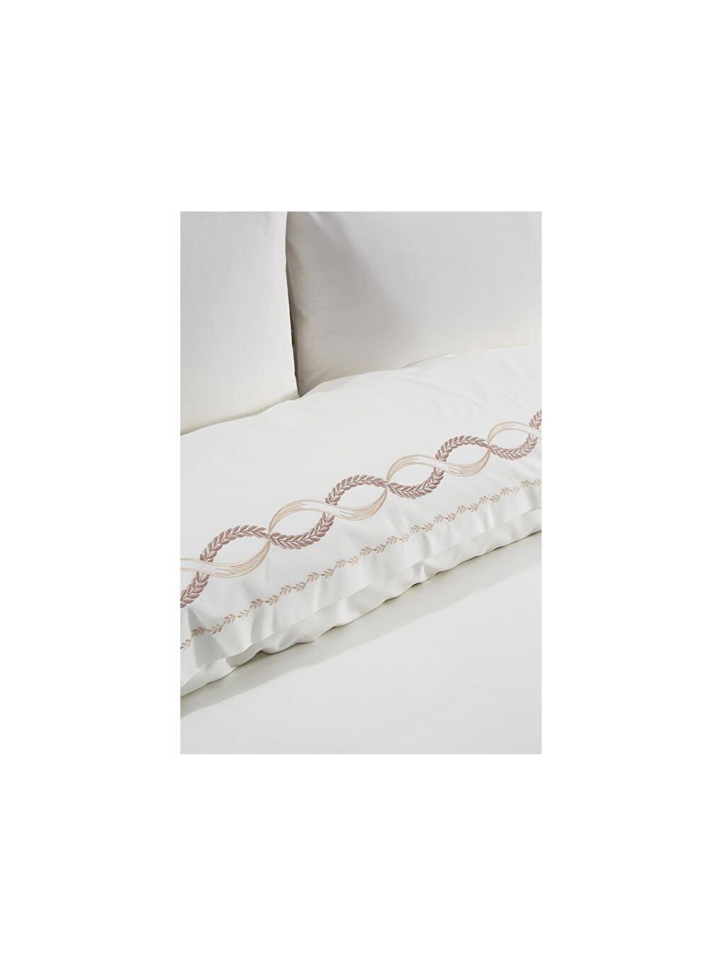 Ekru Başak Nakışlı 6 Parça Nevresim Takımı Krem-1