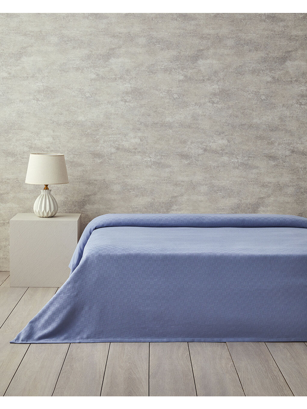 Plain Pamuklu Tek Kişilik Pike Mavi