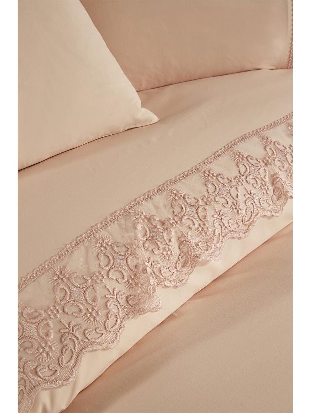 Karışık Fransız Dantelli Fidan Çeyizlik Nevresim Takımı Cappucino-5