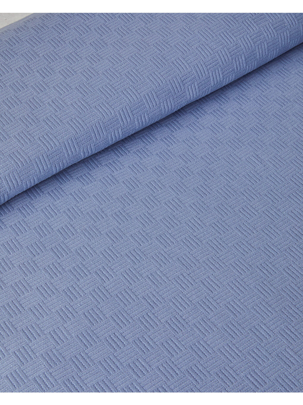 Plain Pamuklu Tek Kişilik Pike Mavi-1