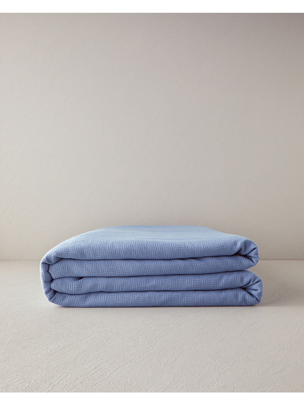 Plain Pamuklu Tek Kişilik Pike Mavi-3