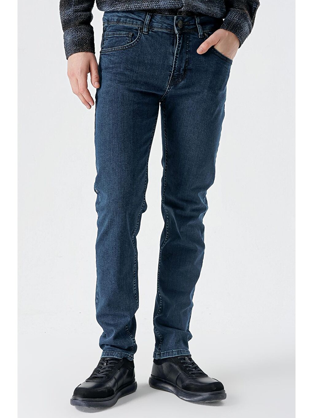 Lacivert Gabardin %100 Pamuk 5 Cep Slim Fit Dar Kesim Casual Denim Jean Pantolon 1023235163