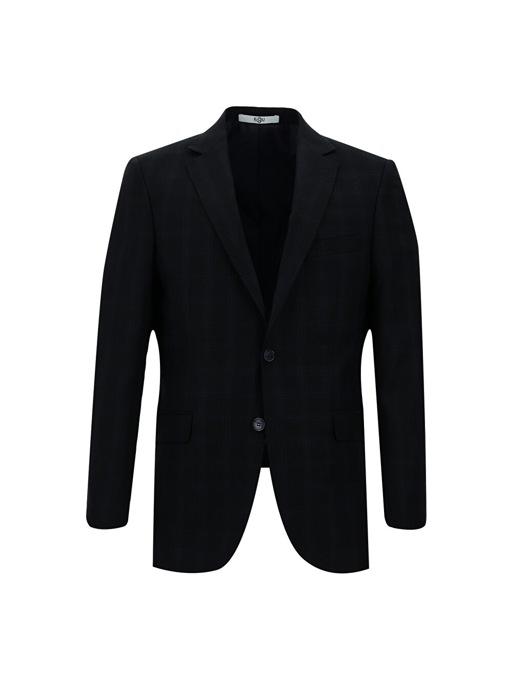 Lacivert Regular Fit Ekose Takım Elbise-1