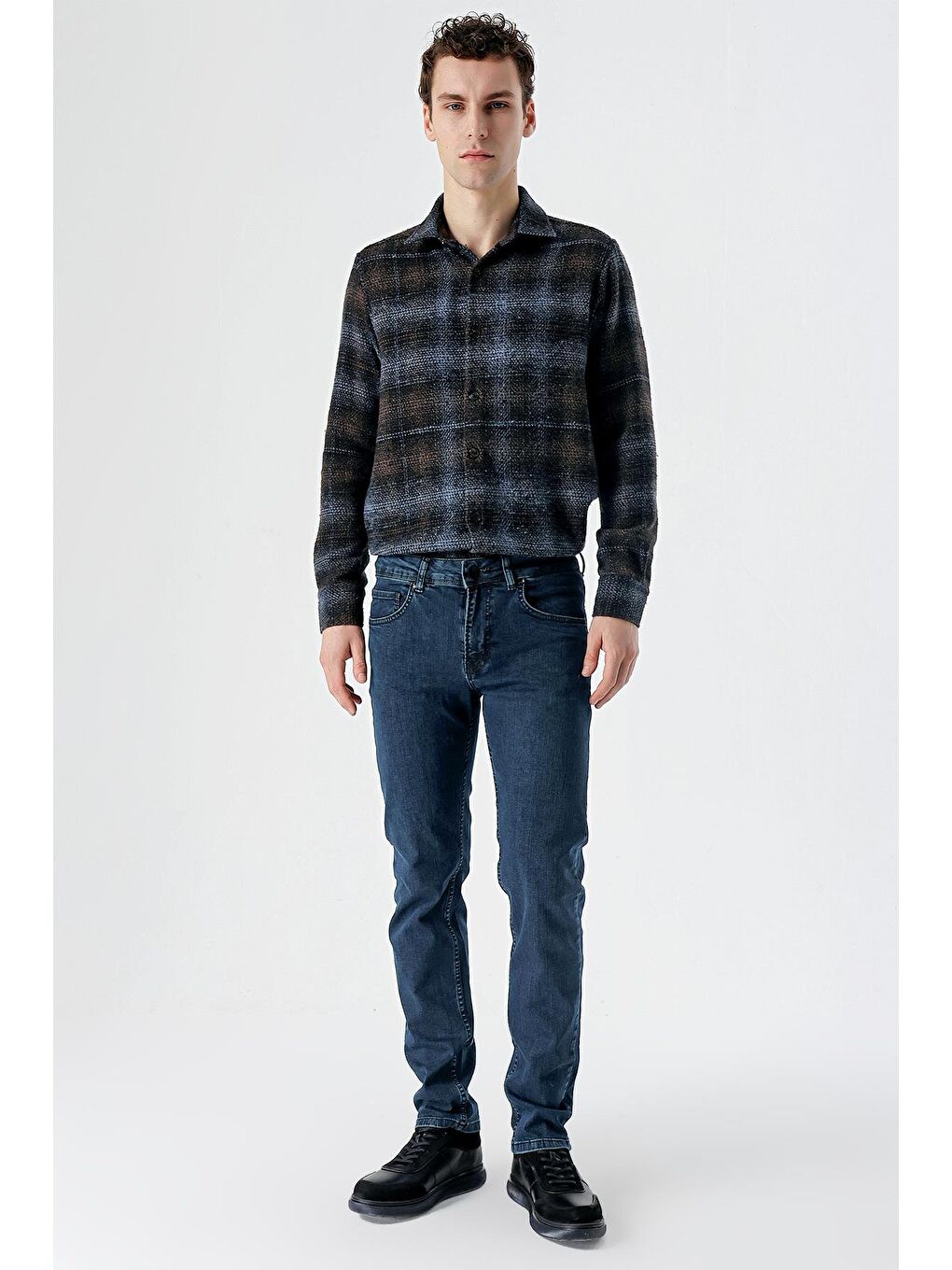 Lacivert Gabardin %100 Pamuk 5 Cep Slim Fit Dar Kesim Casual Denim Jean Pantolon 1023235163-2