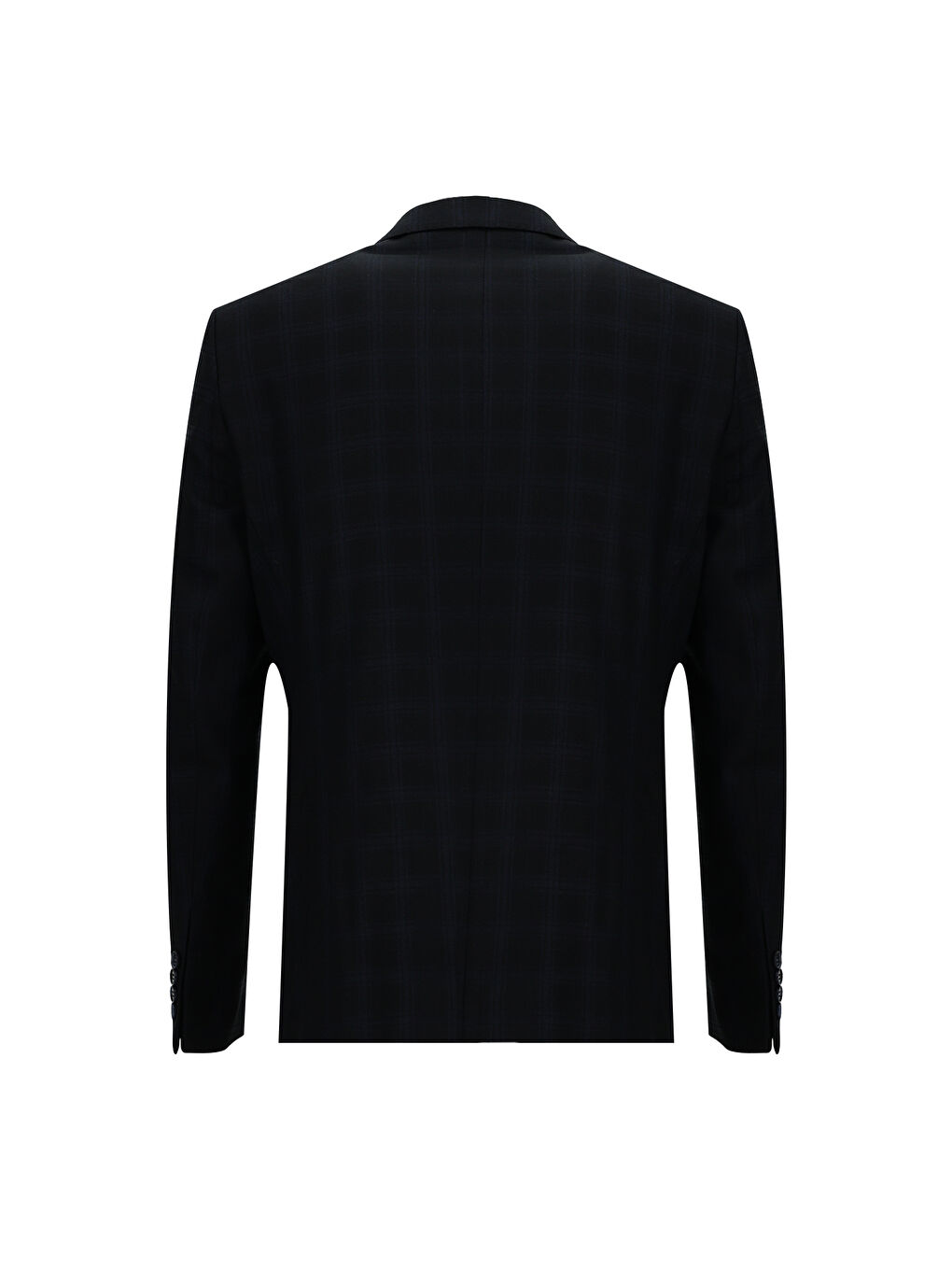 Lacivert Regular Fit Ekose Takım Elbise-2