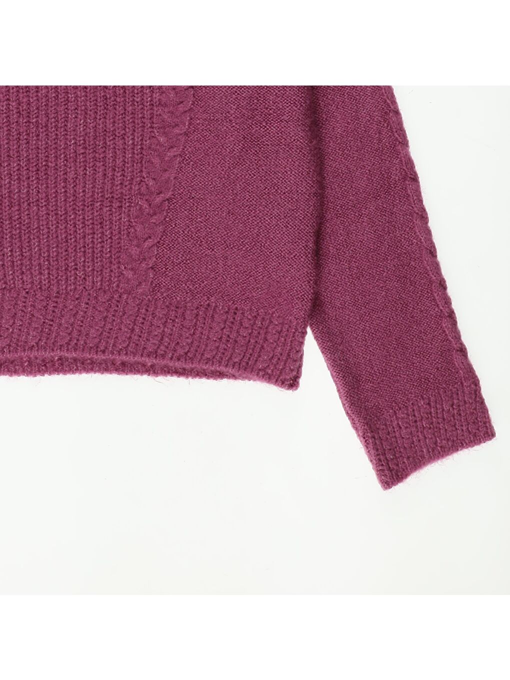Pembe Kız Çocuk Örgü Detaylı Uzun Kollu Triko Kazak-2